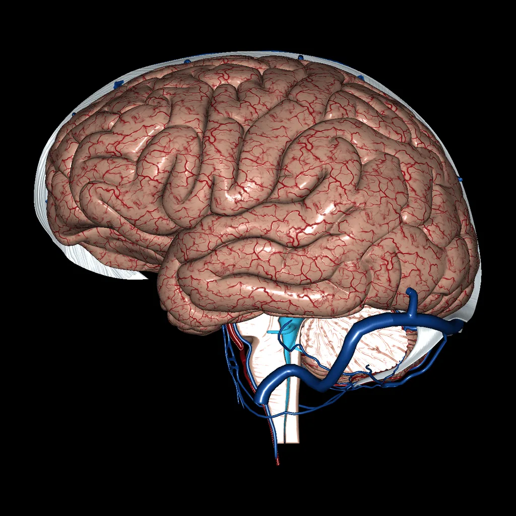 Brain (Arteries and Veins), medial view