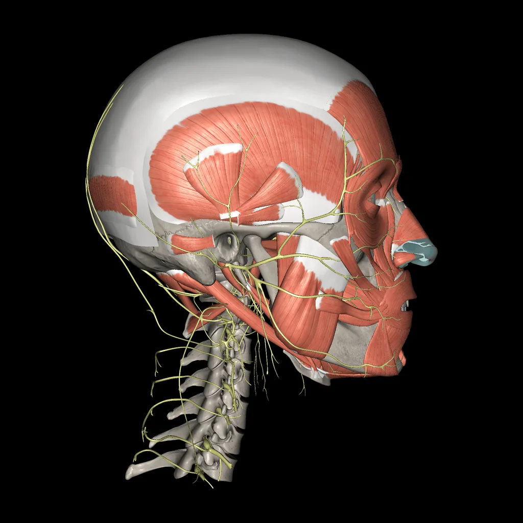 Head (Nerves and muscles), lateral view